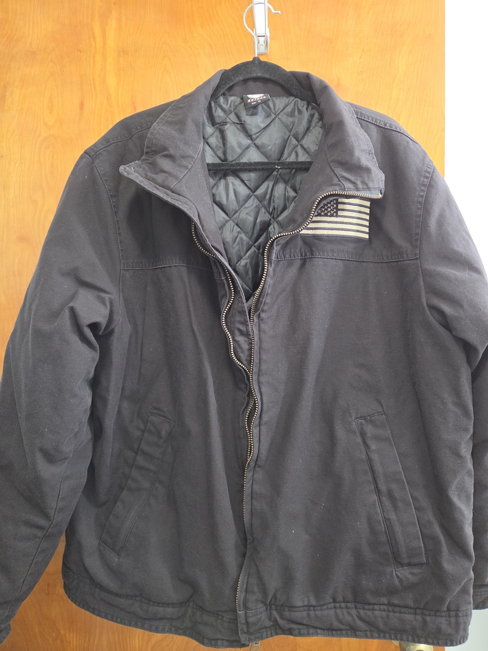 Rothco Black Military Field Jacket with Flag Patch